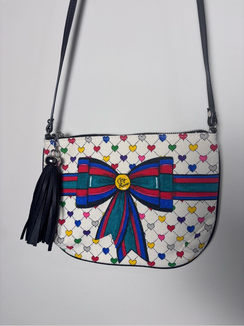 Brighton Love and Joy Heart Print Crossbody Bag with Bow